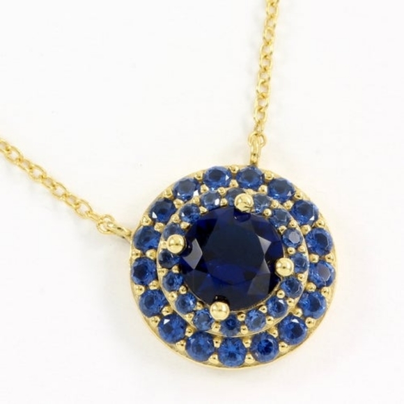 Solid 925 SS & Yellow Gold Overlay Sapphire - Picture 4 of 7